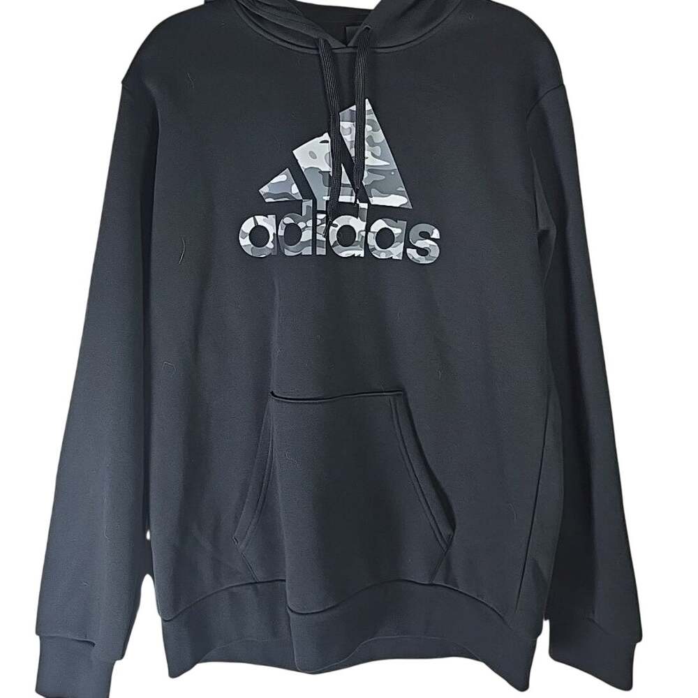 NWT Adidas Camo Logo Black Hoodie Pullover Men's Size Medium IP3212